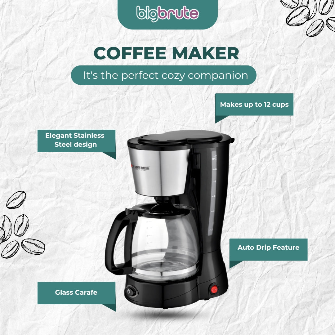 The Perfect Cup: Exploring the Benefits of a 12-Cup Coffee Maker with Stainless Body and Glass Carafe