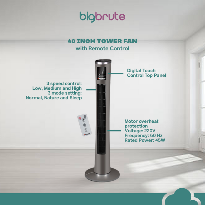 Big Brute 40inch Tower Fan with Remote
