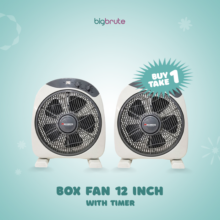 Big Brute Box Fan 12 Inch With Timer with Buy 1 Take 1 Promo