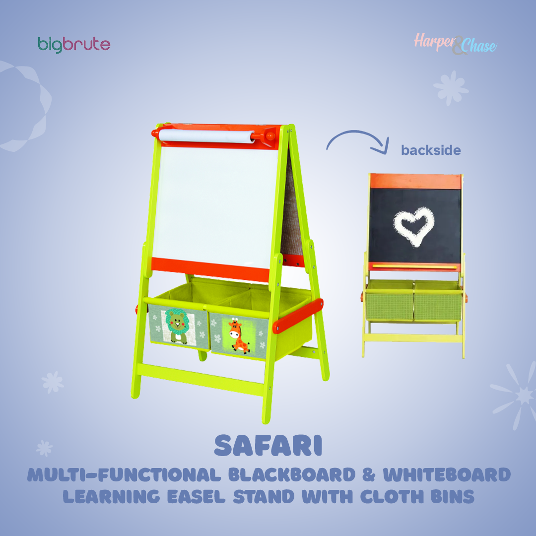 Harper & Chase Multi Functional Blackboard & Whiteboard Learning Easel ...