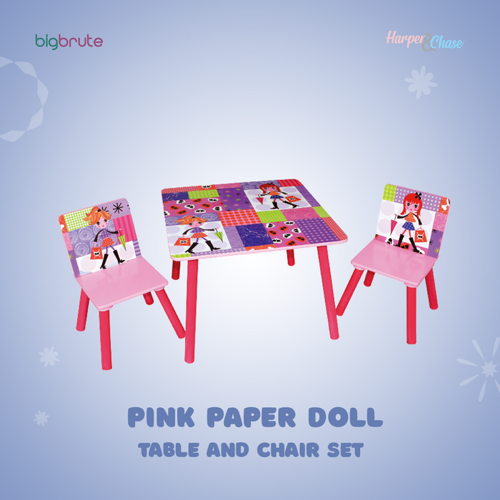 Harper & Chase Table and Chair Set (Pink Paper Doll Design)
