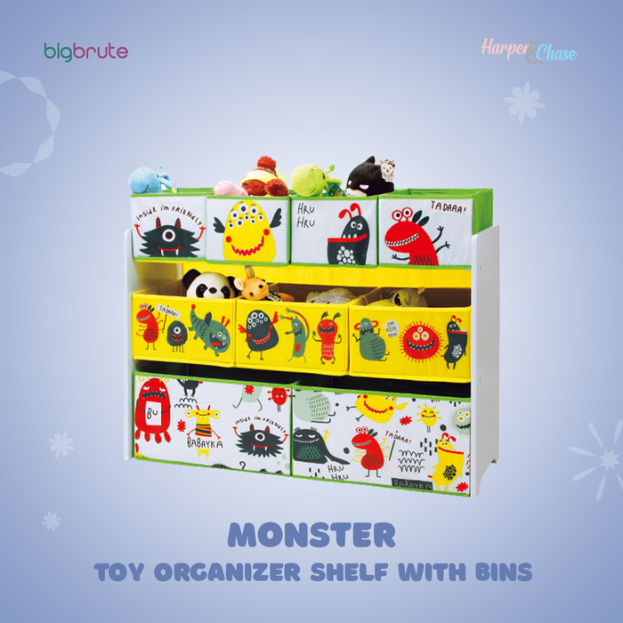 Harper & Chase Toy Organizer Shelf with Bins (Monster Design)