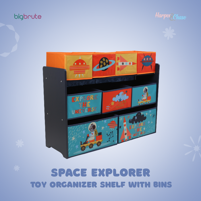 Harper & Chase Toy Organizer Shelf with Bins (Space Explorer Design)