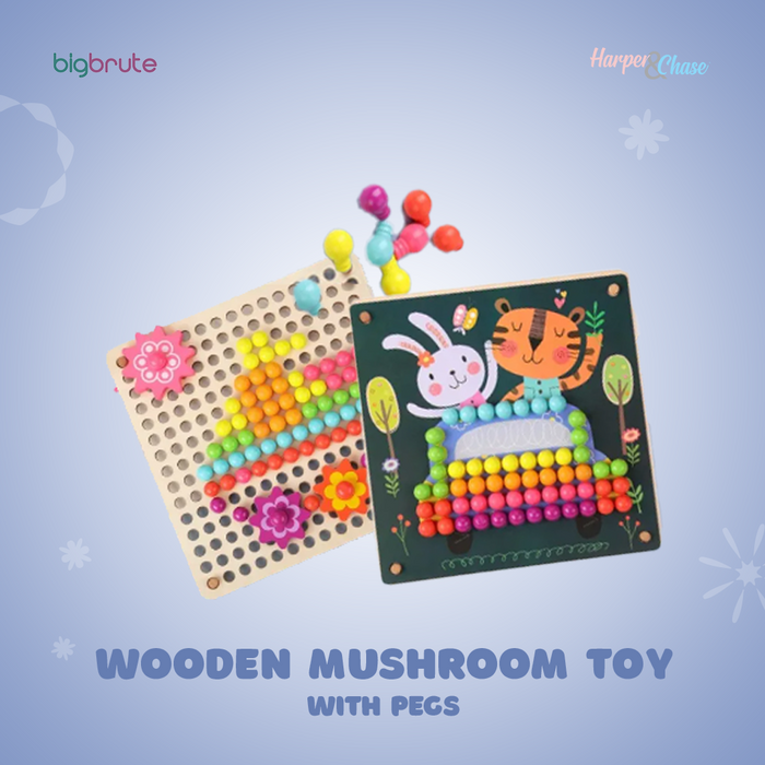 Harper & Chase Wooden Mushroom Toy with Pegs