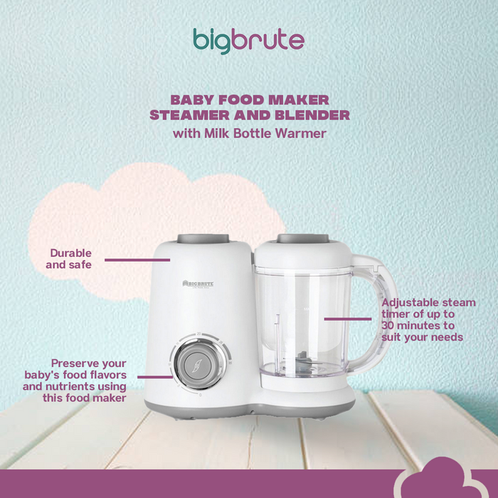 Big Brute Baby Food Maker Steamer and Blenders with Milk Bottle Warmer